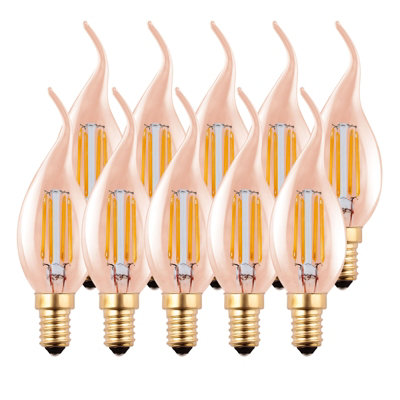 Harper Living 4.5 Watts E14 Led Bulb Flame Tip Warm Dimmable, Pack Of 10 Amber/White