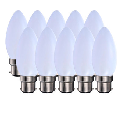Harper Living 5 Watts B22 Bc Bayonet Led Bulb Opal Candle Warm Dimmable, Pack Of 10 Light/White