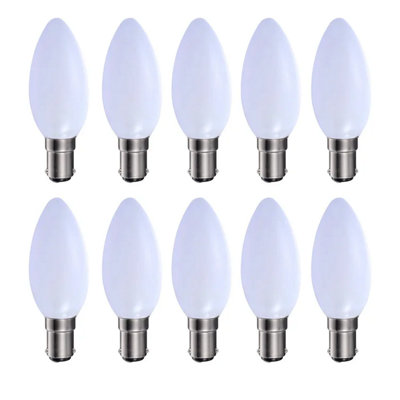 Harper Living 5 Watts B15 Sbc Small Bayonet Led Bulb Opal Candle Warm Dimmable, Pack Of 10 Light/White