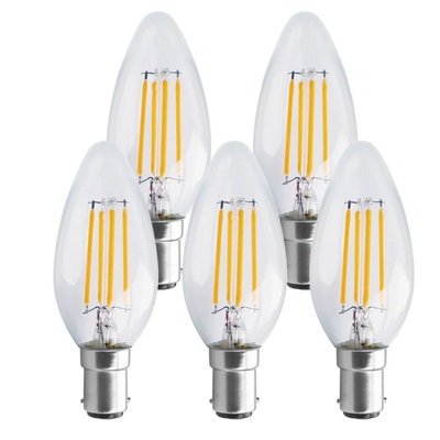 Harper Living 4.5 Watts B15 Sbc Small Bayonet Led Bulb Clear Candle Warm Dimmable, Pack Of 5 Light/White