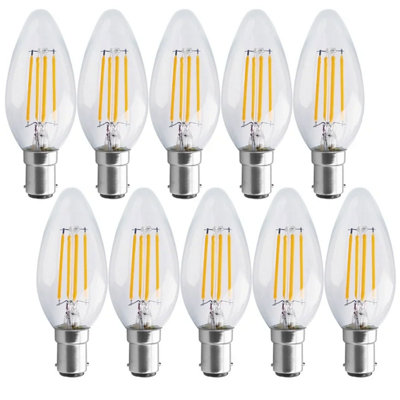 B&Q -  4.5 Watts B15 Sbc Small Bayonet Led Light Bulb Clear Candle Warm White DimmablePack Of 10
