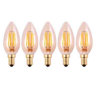 Harper Living 4.5 Watts E14 Led Bulb Candle Warm Dimmable, Pack Of 5 Amber/White