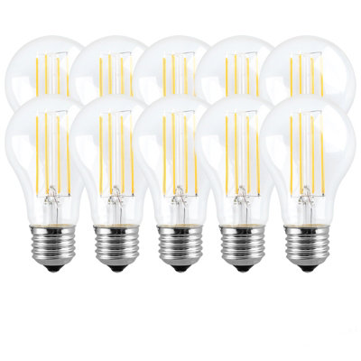 B&Q -  8 Watts A60 E27 Led Bulb Clear Warm White DimmablePack Of 10