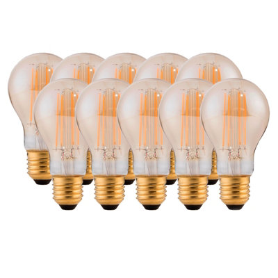 Harper Living 8 Watts A60 E27 Led Bulb Warm Dimmable, Pack Of 10 Amber/White