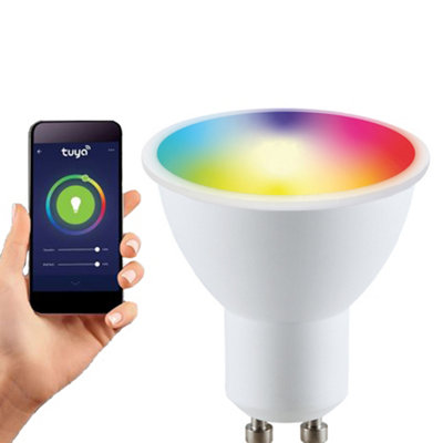 Harper Living Tuya Gu10 5.5 Watts Wifi Led Smart Bulb, Rgb Cct 2700K-6500K, Dimmable Light