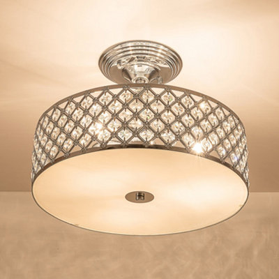 Harper Living Polished Chrome Semi Flush Ceiling Light E27 Bulb Cap from B&Q