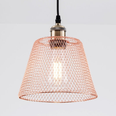 Harper Living Easy Fit Compact Vintage Metal Lampshade Copper Finish, 3 Different Colours, Ceiling Fitting Shade Black/Gold