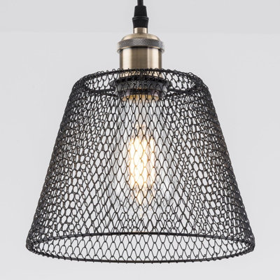 Harper Living Easy Fit Compact Vintage Metal Lampshade Finish, 3 Different Colours, Ceiling Fitting Shade Black