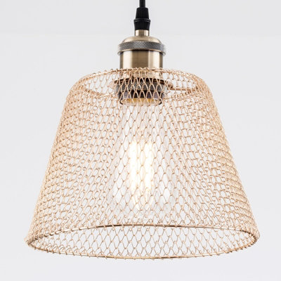 Harper Living Easy Fit Compact Vintage Metal Lampshade Finish, 3 Different Colours, Ceiling Fitting Shade Gold