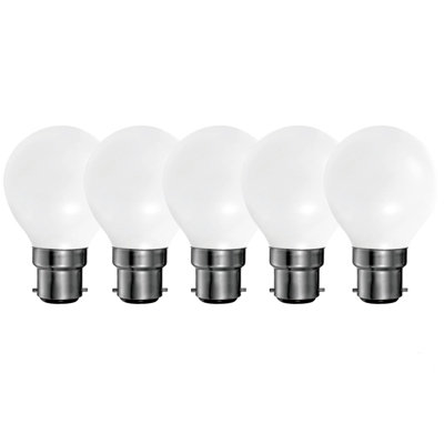 Harper Living 5 Watts B22 Bc Bayonet Led Bulb Opal Golf Ball Warm Dimmable, Pack Of 5 Light/White