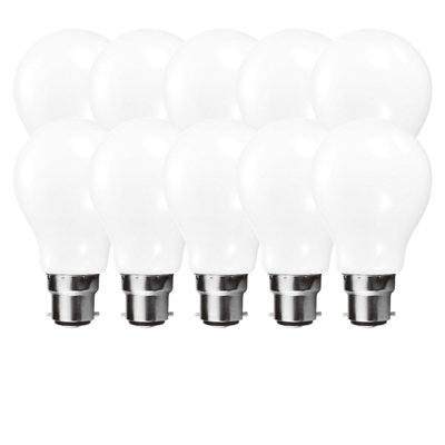Harper Living 9 Watts Gls B22 Bc Bayonet Led Bulb Opal Warm Dimmable, Pack Of 10 Light/White