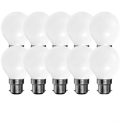 B&Q -  5 Watts B22 Bc Bayonet Led Light Bulb Opal Golf Ball Warm White DimmablePack Of 10
