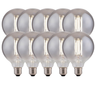 Harper Living 8 Watts G95 E27 Led Bulb Smoked Globe Cool Dimmable, Pack Of 10 White