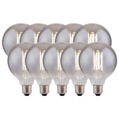 B&Q -  8 Watts G125 E27 Led Bulb Smoked Globe Cool White DimmablePack Of 10