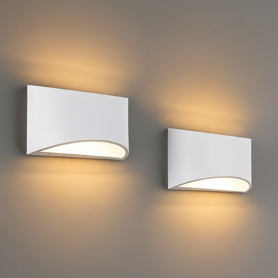 B&Q -  Pack Of 2 White Art Deco Medium Plaster Indoor Wall Light (12 X 20 X 8.5Cm)