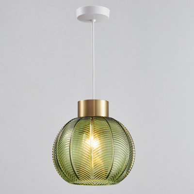 B&Q -  Green Glass Easy Fit Pendant Shade21Cm Diameter
