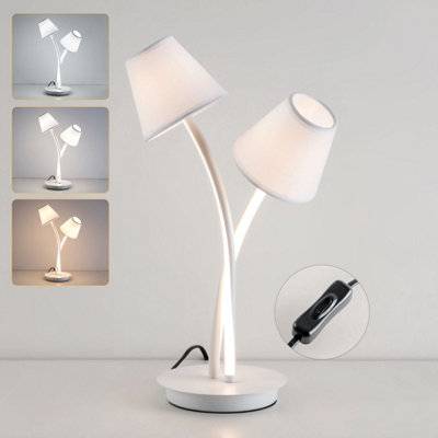 Harper Living LED Table Lamp, Bedside Table Light with 2 Vintage Lampshades in White - Image 6
