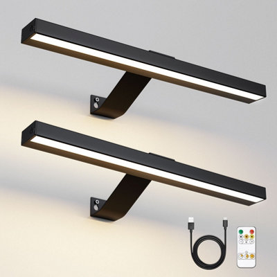 Harper Living 2 Packs Picture Lights Rechargeable Picture Lights Indoor, Display Lamp For Dartboard Frame Gallery Black
