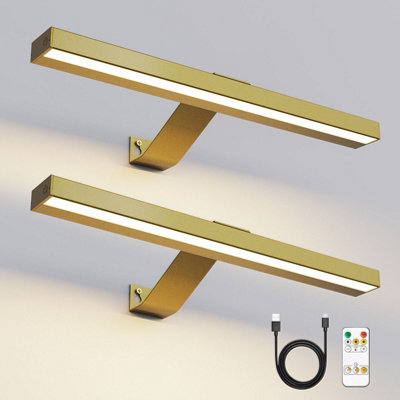 Harper Living 2 Packs Picture Lights Rechargeable Cordless Picture Dimmable & 3 Colour Temps Gold/Light