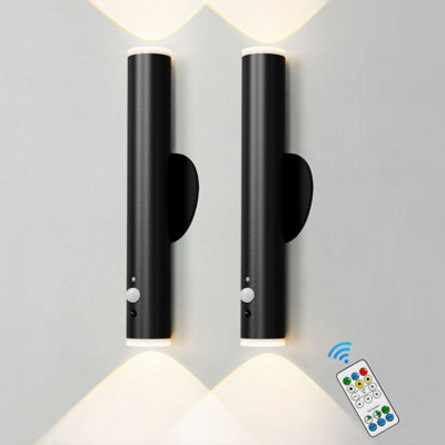 Harper Living Wall Lights Set Of 2 Battery Operated, Led Rechargeable Wall Lamp, Dimmable And Colour Changing Wall Sconces, Black
