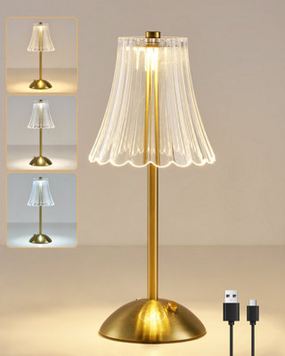 Harper Living Rechargeable Table Lamp, Bedside Reading Polished Finish, Cordless Touch Lamps, Bedroom, Living Room Light/Gold
