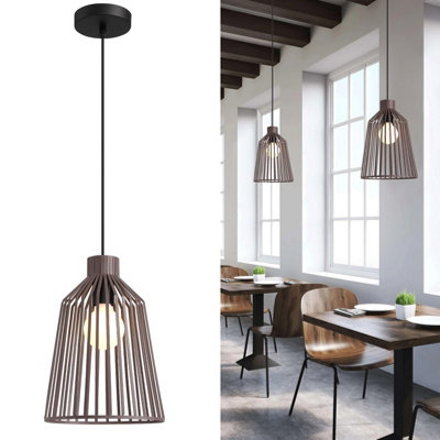 Harper Living Unisex Brown Pendant Ceiling Light, Pendant Light Fitting W/ Cage Shade, Mocha In - Image 6