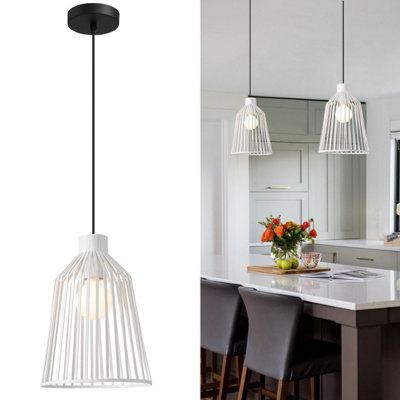 Harper Living Unisex White Pendant Ceiling Light, Pendant Light Fitting With Cage Shade, - Image 6