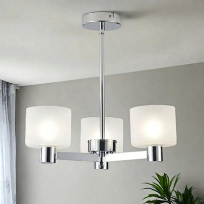 Harper Living 3 Lights Chandeliers Ceiling LightChrome Finish Semi Flush Ceiling Lamp With Frosted Glass Shades from B&Q