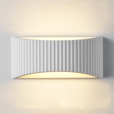 Harper Living Large Modern Wall LightWave Pattern ShadeG9 Cap Type Up And Down Wall LampWhite Ceramic Paintable from B&Q