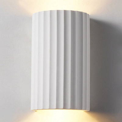 B&Q -  Modern Wall Light2Xgu10 Cap Type Up And Down Wall LightWhite Ceramic Paintable Shade With Wave Pattern - Image 7