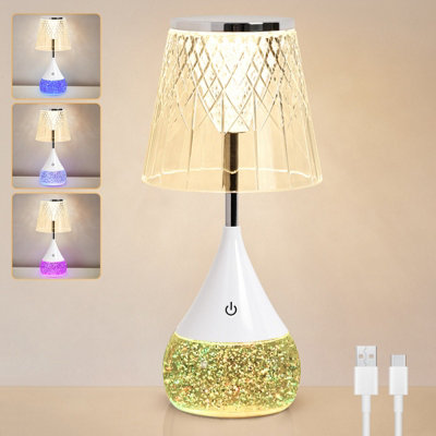 Harper Living Light Rgb Table Lamp, Water Base & 7-Colour Changing, Touch Control Mood Dimmable, Diamond Cut Shade