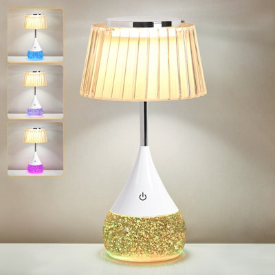 Harper Living Light Rgb Table Lamp, Water Base & 7-Colour Changing, Touch Control Mood Dimmable, Pleated Shade