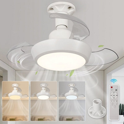 Harper Living Ceiling Fans With LightsE27 Screw In Fan Lamp With 3 Retractable Blades30W 1400Lm Dimmable White from B&Q