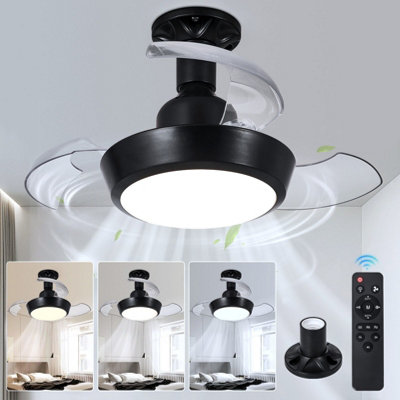 Harper Living Ceiling Fans With LightsE27 Screw In Fan Lamp With 3 Retractable Blades30W 1400Lm Dimmable Black from B&Q