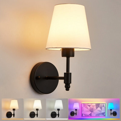 Harper Living Set Of 2 Battery Wall LightsFabric Lamps With Rechargeable BulbsRemote3 Cct & 9 Rgb Dimmable Black from B&Q