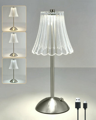 Rechargeable Table Lamp Satin Nickel, LED Desk Lamp Battery Operated - Image 4