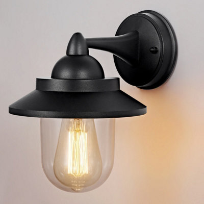 Harper Living Outdoor Wall LightE27 Outside Wall Lamp Mains Powered With Clear ShadeIp54 Weatherproof AluminiumRetro from B&Q