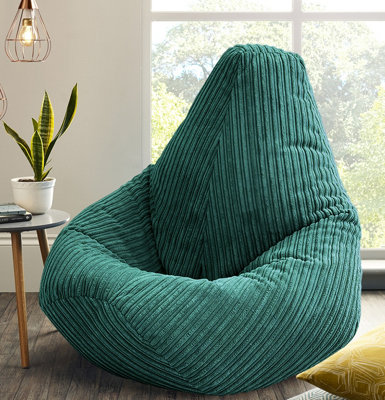 Beautiful Beanbags Adult Highback Beanbag Jumbo Cord Bean Bags Ready FilledTeal from B&Q