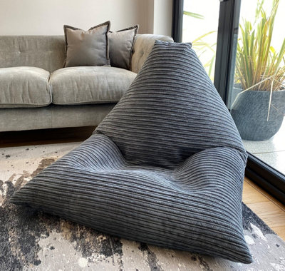 Beautiful Beanbags Adult Jumbo Cord Beanbag Wedge Ready Filled Bean BagsGrey from B&Q