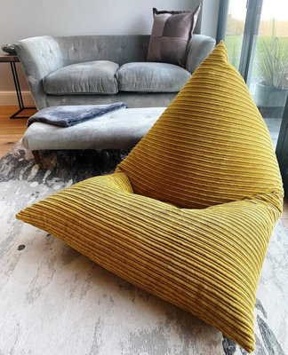 Beautiful Beanbags Adult Jumbo Cord Beanbag Wedge Ready Filled Bean BagsMustard from B&Q