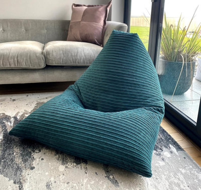 Beautiful Beanbags Adult Jumbo Cord Beanbag Wedge Ready Filled Bean BagsTeal from B&Q