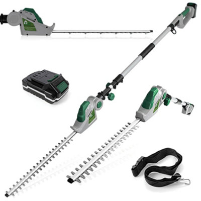 B&Q -  Cordless Hedge Trimmer Long Reach 18V Li Ion Battery Shoulder Strap And Charger Included