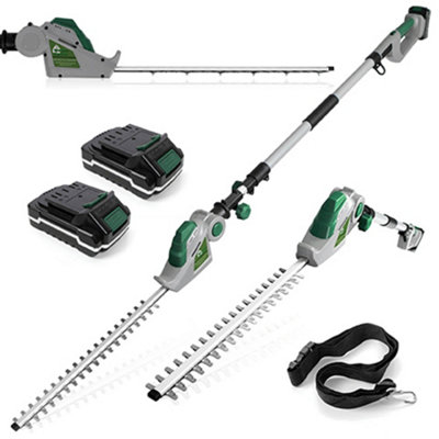 Gracious Gardens Cordless Long Reach Telescopic Hedge Trimmer 18V Li Ion Battery
