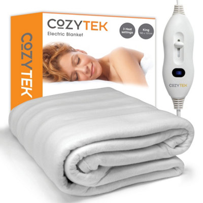 Cozytek King Size Electric Heated Blanket 165 X 137Cm Underblanket Heated Sheet & Secure Ties 3 Heat Settings from B&Q