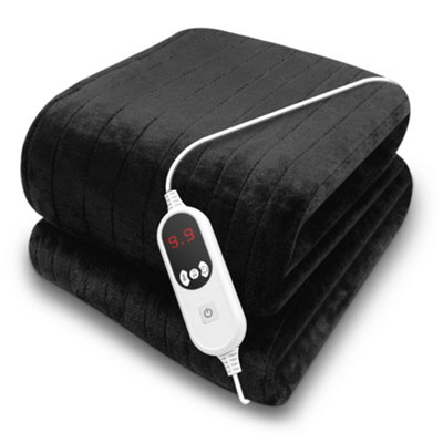 Purus Deluxe Black Electric Throw Heated Double Over Blanket Soft Fleece 9 Heat & 12 Timer Settings from B&Q