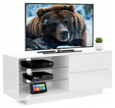 B&Q -  Gallus High Gloss White With 2-White Drawers And 2 Shelves Up To 55" Led/oled/lcd Tv Cabinet