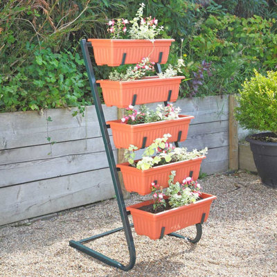  - Easylife Space-Saving 5-Tier Metal Planter StandH115Cm X W54 X D50CmOutdoor Plant Display Shelves