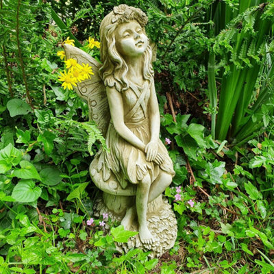 Spa Stone Cast Gazing Fairy Of The Forest Ornament Ca18 from B&Q