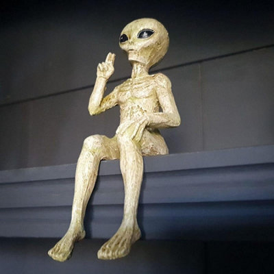  - Resin Sitting Alien Figurine Ornament