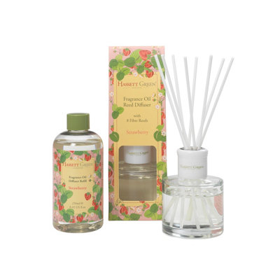 B&Q - Hassett Green LondonStrawberry Reed Diffuser Set100Ml Diffuser + 250Ml Refill With Fibre Reeds